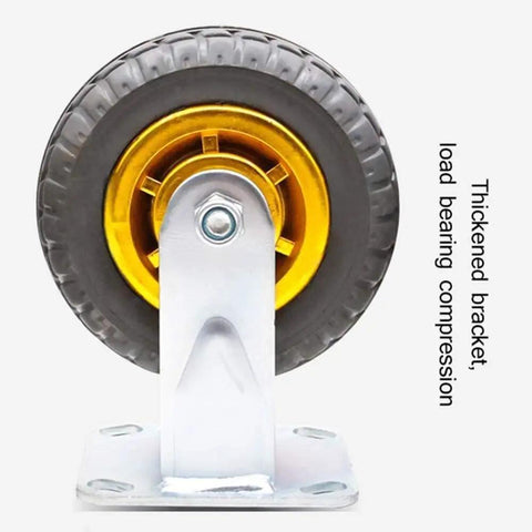 Heavy Duty Solid Rubber Caster Wheels With Locking Brakes And Precision Swivel Action for heavy load support and durability.