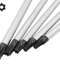 Heavy Duty 12 Inch Extra Long Torx Screwdriver Set T20 And T25 Magnetic Security Star Drivers close-up of tool tips.