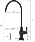 Lead-Free Stainless Steel Water Filter Faucet For Under Sink Filtration System in matte black finish with measurements displayed