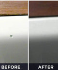 Before and after using 9 Second Chip Fix Oyster White Fiberglass Repair Filler For Boats And Gelcoat One Part Marine Epoxy Putty