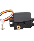 All Metal Heavy Duty Servo For 1 18 Scale Rc Car Black Quick Swap Design with connection wires and screw for easy installation.