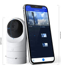 G3 Flex 1080p Indoor Outdoor Security Cam With Night Vision And HDR next to a smartphone showing camera app interface.
