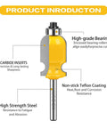 Master Slick Woodwork With This Killer Architectural Molding Router Bit Set Boasting Three Classic Profiles And A Secure Quarter Inch Shank Ideal For Hella Fast Furniture Crafting And Cabinetry Work Needing Pro Level Precision No Setup Hassle - Detailed view of yellow router bit showing carbide inserts, high-grade bearing, and Teflon coating.