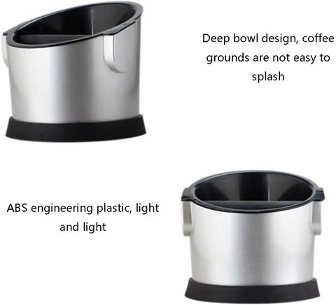 Badass Espresso Knock Box With Detachable Scraper And Shock Absorbent Base 700ML showing deep bowl design and ABS material.