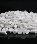 Non Abrasive Ceramic Filler Media For Rock Tumbling, 8 Pound Pack Of Cylindrical Pellets 3/16 Inch By 3/8 Inch on black background