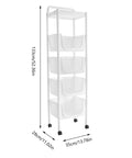 Five Tier Floor Standing Fruit And Vegetable Storage Basket featuring ventilated plastic bins, 133cm tall with wheels.