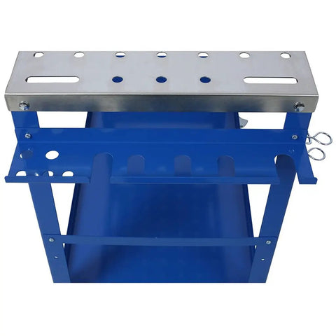 Top view of the Heavy Hitter 36 X 18 Inch Welding Table With 1200 Lbs Reinforced Steel Workbench and fixture holes.
