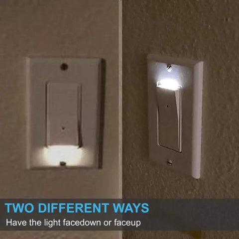 4 Pack Illuminated Light Switch With LED Night Light, Auto On/Off Sensor, Single Pole, 15A, 120/277V, White installed on wall