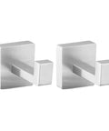 Solid Double Hook Wall Mount For Small Bathrooms Sleek Silver Finish Space Saving Towel Rack With Heavy Duty Grip Easy Wipe Design That Totally Flips Your Messy Vibe Today, set of two stainless steel hooks.