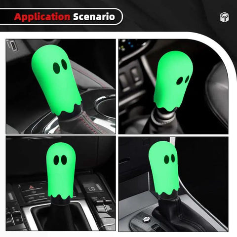 Flat Out Smooth Shifting Universal Gear Knob Featuring Glowing Phantom Etching, applied in different car interiors.