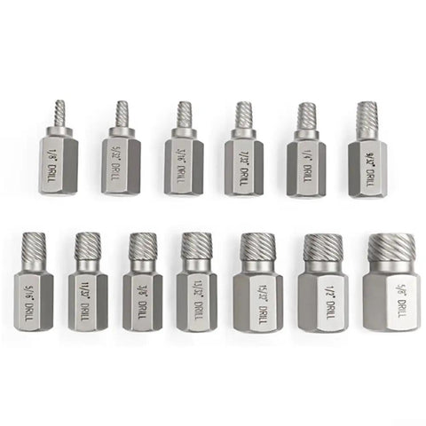 Beefy 17 Piece Screw Extractor Set With Hex Head Remover Tools For Damaged Broken Stripped Screws, various sizes displayed