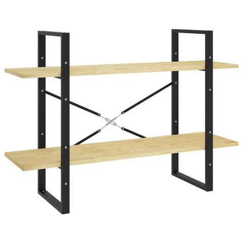 Solid Pine Wood Two Shelf Book Cabinet With Industrial Style Storage for Books and Magazines, sturdy open shelving.