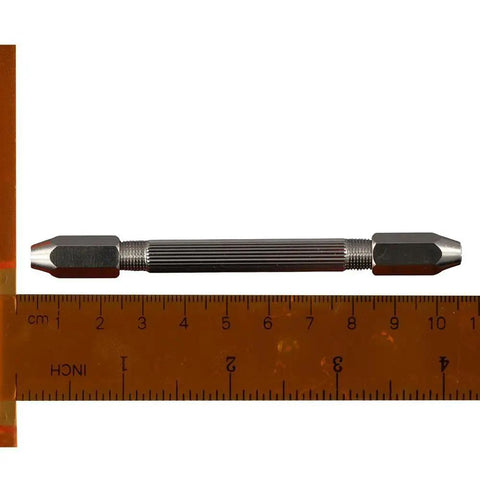 Top Tier Hex Hand Drill Pin Vice With Double Ended Micro Drill Bits For Jewelry Making And Watch Repair Durable Alloy Construction on ruler.