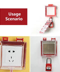 Two Pack Emergency Stop Push Button Lockout Cover Kit with Transparent Red Heavy Duty Resin Guard in industrial usage scenario