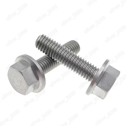 Heavy Duty Titanium Hex Flange Bolts Built Different And Rock Solid For Real World Loads DIN6921 Grade 5 Fasteners showing two M10 bolts.