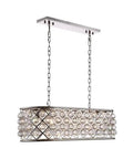 Real Stunner Six Light Pendant Lamp With Royal Cut Crystal And Polished Nickel Finish Sleek Geometric Iron Grid Ceiling Fixture Top Shelf Modern Kitchen Island Hanging Decor Built Tough hanging above with crystal details.