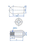 Technical drawing of 3 Way Toggle Switch For Gibson Les Paul Style Guitars, Replacement Switchcraft Style Selector.