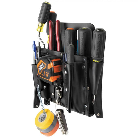 Sturdy Leather Tool Pouch With Eleven Pockets For Belt Up To Two And Three Quarters Inches Moisture Resistant Fully Stitched And Riveted