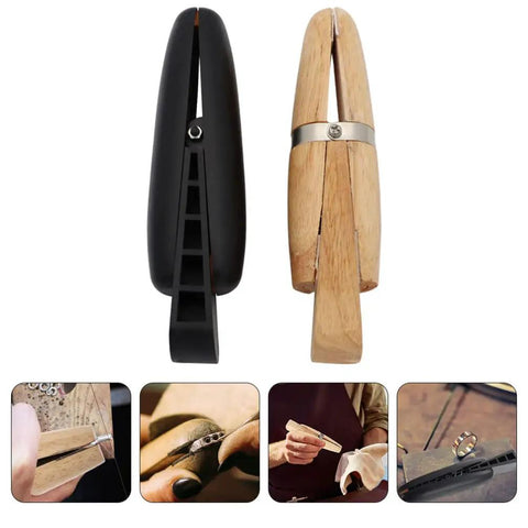 Wooden Ring Clamp Tool Set, 2Pcs Jewelry Wire Clamp For Ring Bending And Polishing, Jeweler Holder And Wood Vise