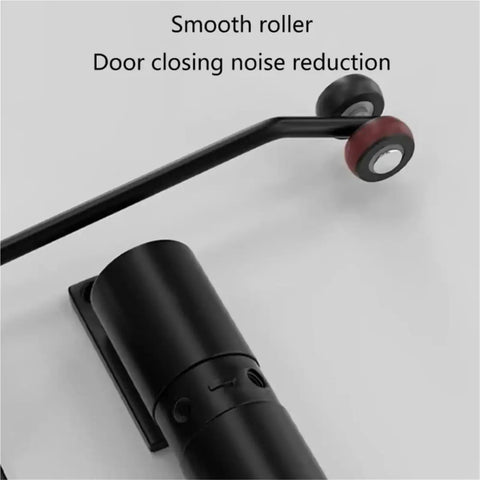 Adjustable Automatic Door Closer Self Closing Hinge Spring Stainless Steel Rebound Device Black with Noise Reduction Roller
