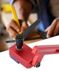 Heavy Duty Cnc Machined Aluminum Miter Track Stop Block Fits 30mm T Slot Rails With Buttery Smooth Sliding Action And Rock Solid Precision Length Limiting For Shop Masters with a black knob.