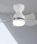 24 Inch Flush Mount Ceiling Fan With Lights And Remote Low Profile Cool Indoor Modern Ceiling Fan In White With Clear Blades