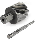 Oscarbide annular cutter with 3/4 in Weldon shank; 1-9/16 in cut dia, 1 in DOC, pilot pin for magnetic drill press