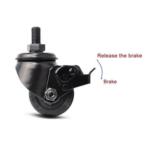 Heavy Duty Swivel Caster Wheels With Brakes M Threaded Stem No Noise Nylon Casters showing brake mechanism for mobility