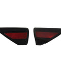 No Sweat Drop In Pair Of Red Rear Bumper Reflectors Covers For Tesla Model 3 And 2019 Plus Fits Model Y 2017 To 2020 angled view