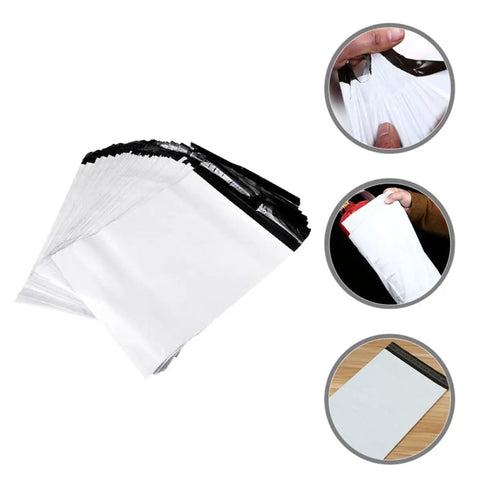 White Plastic Mailing Bags Pack Heavy Duty Self Seal Envelopes Lightweight Yet Thick And Durable Weatherproof For Clothes Shipping