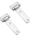 Two Pack 304 Stainless Steel T Shape Hatch Cover Hinges Five Point Three Inches Long For Containers Trucks Caravans Marine Hardware And Trailer Doors Tailgates on white background