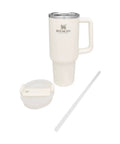 Big Grip Travel Quencher Cream Stainless Steel Bottle For Hot Or Cold Drinks Vacuum Insulated Leakproof Lid 1 Count shown with straw and lid
