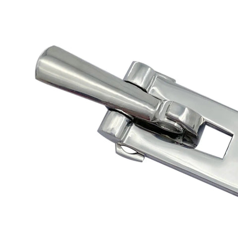 Close-up view of Adjustable Stainless Steel Toolbox Draw Compression Toggle With Spring Catch Clamp Hinge for secure latching.