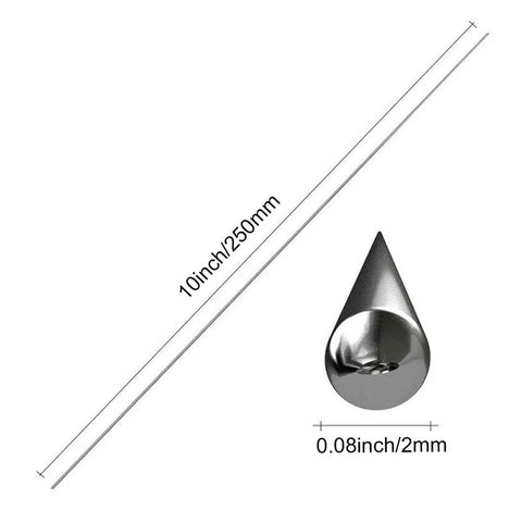 Low Temp Aluminum Welding Rods 20 Pack Flux Free Cored Wire For Quick Welds And Surfacing 0.08 x 10 In, 2 x 250 Mm diagram.