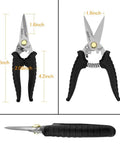 Heavy Duty Multi Purpose Shears With Tough As Nails Serrated Stainless Steel Blades And No Slip Comfort Grip in black, side view.