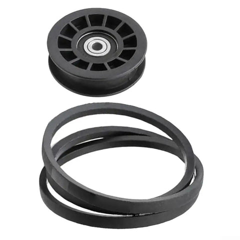 Must Have Idler Pulley And Drive Belt Combo Kit For Stens Z254F And CZ3815 Mowers with durable rubber design.