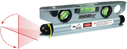 Magnetic Torpedo Laser Level with one laser beam red accurate one eighth inch at fifty feet four vial readouts for plumb level and forty five degree angles