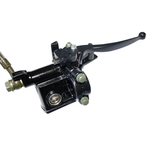 Rear Hand Hydraulic Disc Brake Master Cylinder Caliper Assembly With New Brake Pads For 50cc To 250cc ATVs Quads, side view