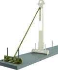 Heavy Duty Horizontal Lifeline System For Steel Beams Featuring Galvanized Tie Back Base and Zinc Chain Fitted For Rebar Stanchions on concrete.