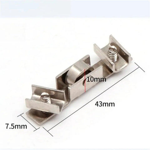 Top Shelf H Shape Door Rollers For Glass Sliding Doors And Wood Furniture 10 Pack Heavy Duty Iron Caster Wheels That Glide Smoother Than Butter Every Time, detailed view of a roller with dimensions.