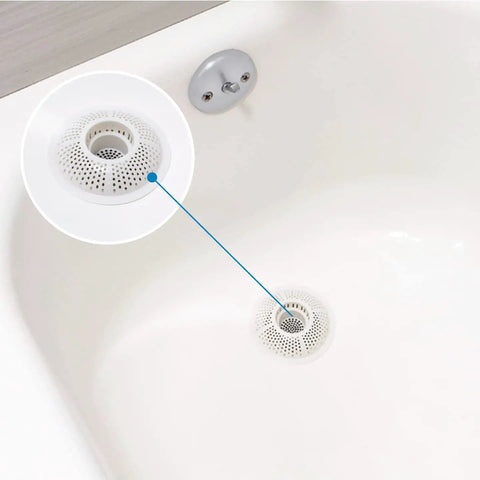 Straight Up The Best Bathtub Drain Guard Quick Install Shower Hair Catcher Keeps Drains Totally Clear While Helping Water Flow Smooth For Zero Grind Reliable Everyday Bathroom Care in a white bathtub.