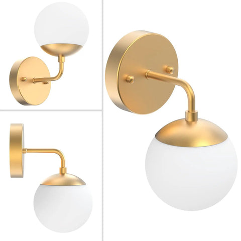 Gold Globe Wall Sconce 1 Light Modern Mid Century Dope Gold Wall Light For Living Room Bedroom Hallway Stairs Bathroom And Restaurants 3000K G9 Bulbs Included with white glass globe and brass frame