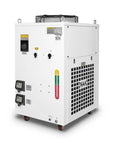 Pro Grade Industrial Water Chiller Cuts The Heat For CNC Spindles And Laser Engravers, white metal unit on wheels.