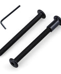 1/4-20 Furniture Connector Bolts And Barrel Nuts Kit With 304 Stainless Steel 18-8 Black Coated Flat Hex Socket Cap Screws And Hex Key