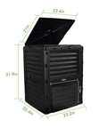 80 Gallon Large Capacity Static Compost Bin With Easy Access Hatch And Efficient Aeration System For Fast Organic Fertilizer Creation For Outdoor Use Black