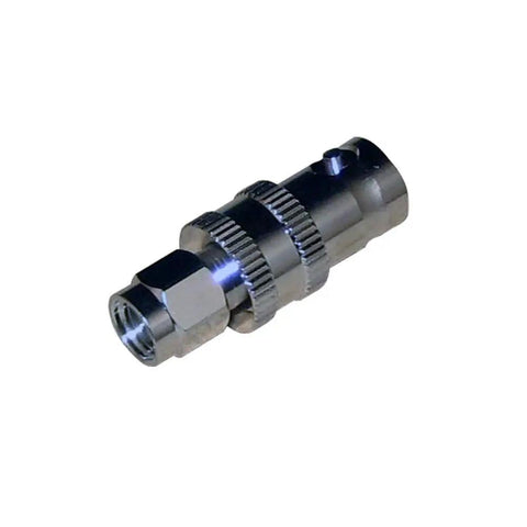 SMA to BNC Antenna Adapter for Handheld Radios, Grab-and-Go Clip-On Connection, Works With Yaesu and Other Radios, metal view.
