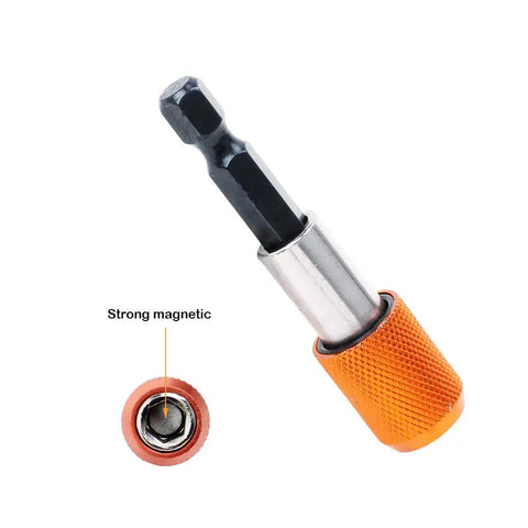 Two Pack Magnetic Quick Change Bit Holders With A Quarter Inch Hex Shank Drill Bit Extensions, Auto Locking Magnetic Eject System