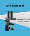 Easy installation of Game Changing Workspace Upgrade With Reliable Gas Spring Dual Monitor Rack, clamp details visible.