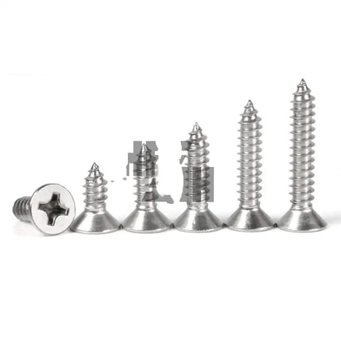 304 Stainless Steel Self Tapping Screws Set M2 To M6 Countersunk Head for Wood and Metal Projects in varied sizes