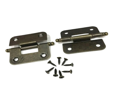 Hidden Barrel Cabinet Hinges Classic Brass 2 Pack For Worktop Doors And Cabinets with screws, durable brass construction shown